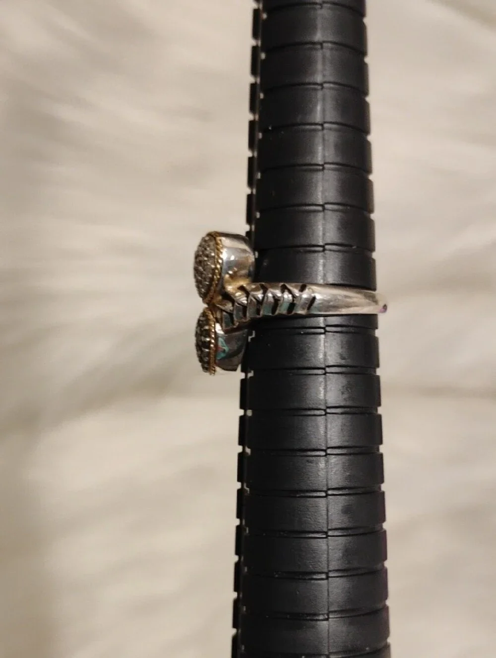 SALE! Effy Balissima 18k/925 Dual Oval Pavé Ring W Black/White Diamonds